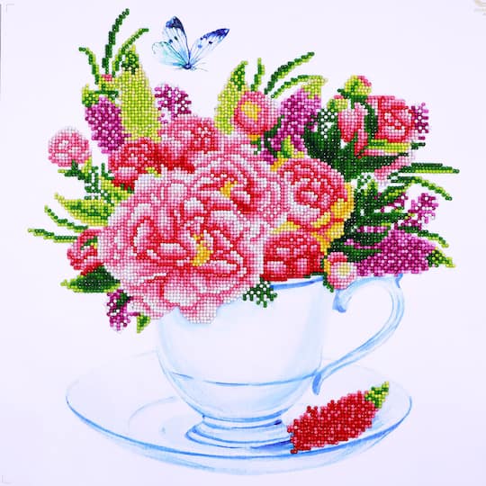 Diamond Dotz&#xAE; at Home Intermediate Floral Tea Cup Diamond Painting Kit